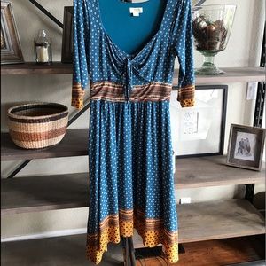 Anthropologie Mauve Rayon Teal Dress /L